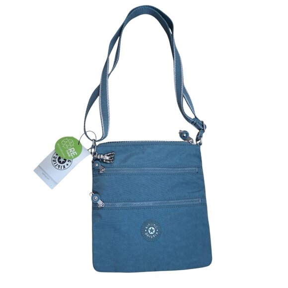 Kipling Women's Keiko Travel  Vacation Teal Blue Crossbody Bag Monkey Key fob - Picture 1 of 11